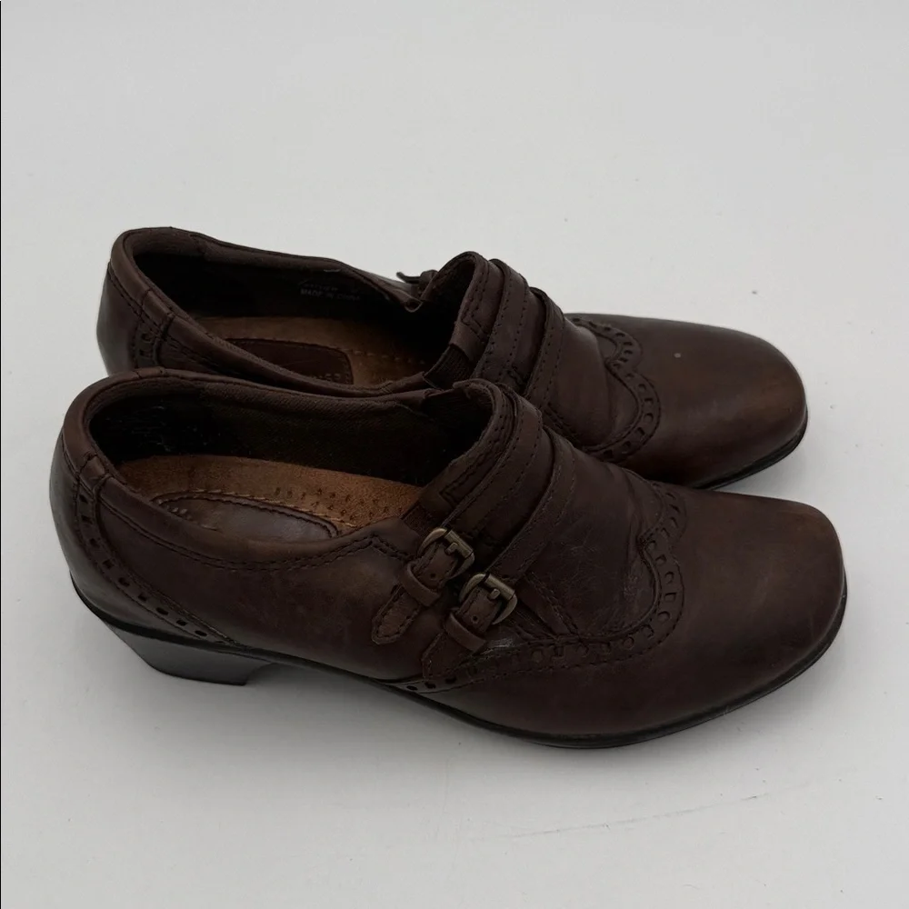 Earth Origins Brown Leather Loafers bootie women 7M casual office comfort Y2K